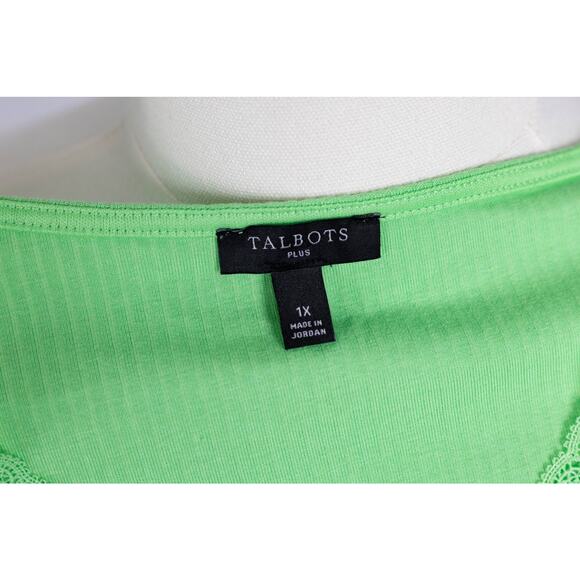Talbots Size 1X Blouse Ribbed Lace Light Lime Green - Picture 4 of 6